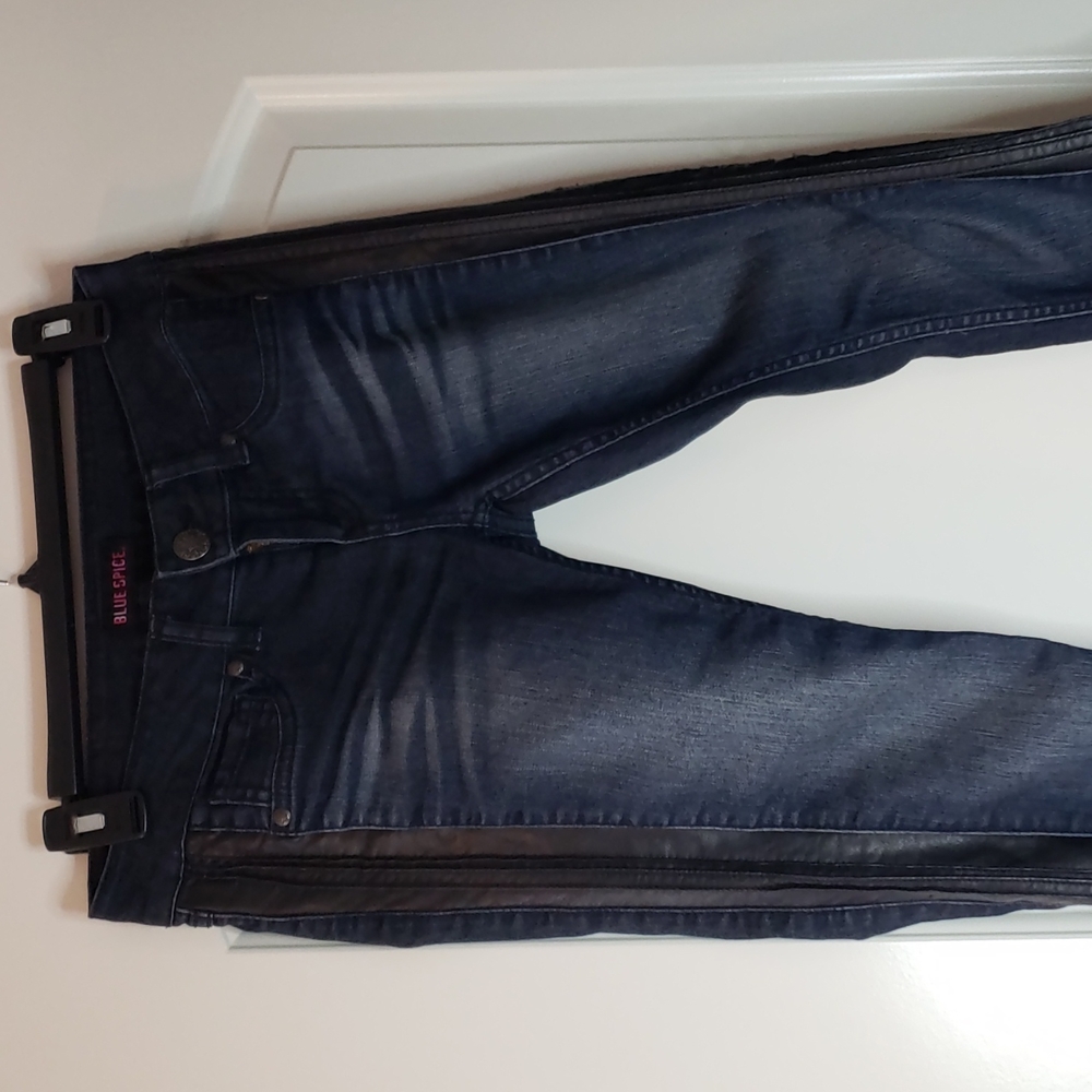 Jean's with faux leather detail